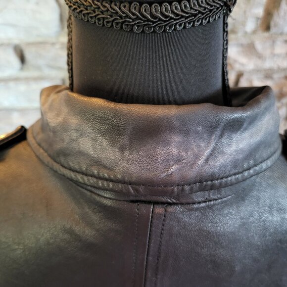 Sam Edelman Moto Biker Zip Cuff Black Jacket Leather Texture Womens Large - Picture 14 of 16